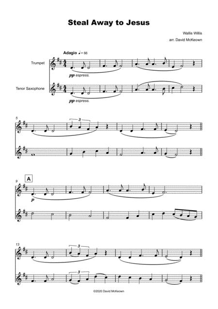 Steal Away To Jesus Gospel Song For Trumpet And Tenor Saxophone Duet Page 2