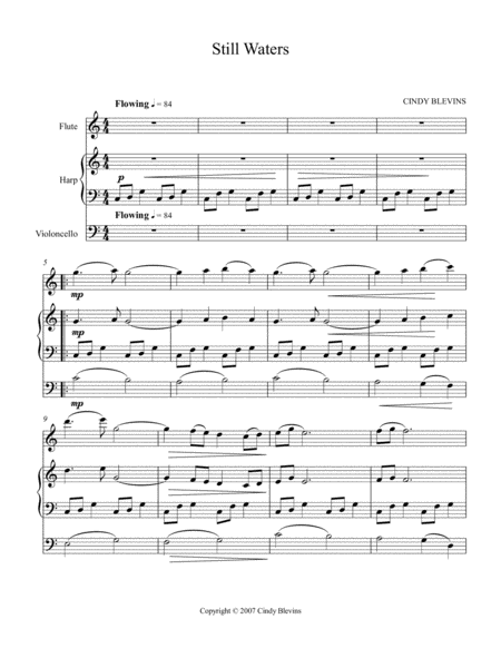 Still Waters An Original Song For Harp And Flute With An Optional Cello Part Page 2