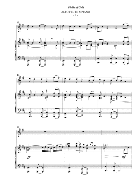 Sting Fields Of Gold For Alto Flute Piano Page 2