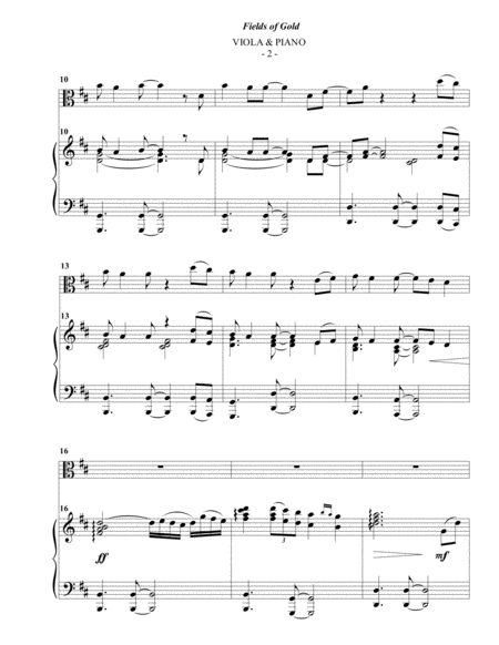 Sting Fields Of Gold For Viola Piano Page 2