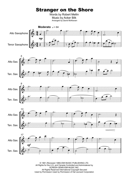Stranger On The Shore Duet For Alto And Tenor Saxophone Page 2