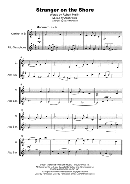 Stranger On The Shore Duet For Clarinet And Alto Saxophone Page 2