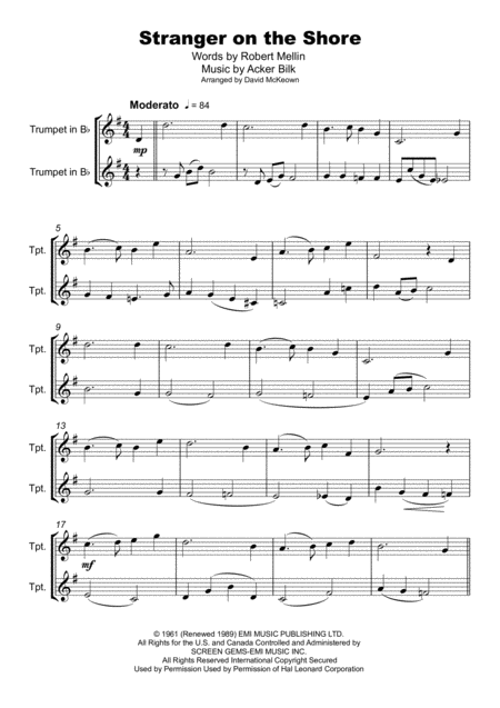 Stranger On The Shore Duet For Two Trumpets Page 2
