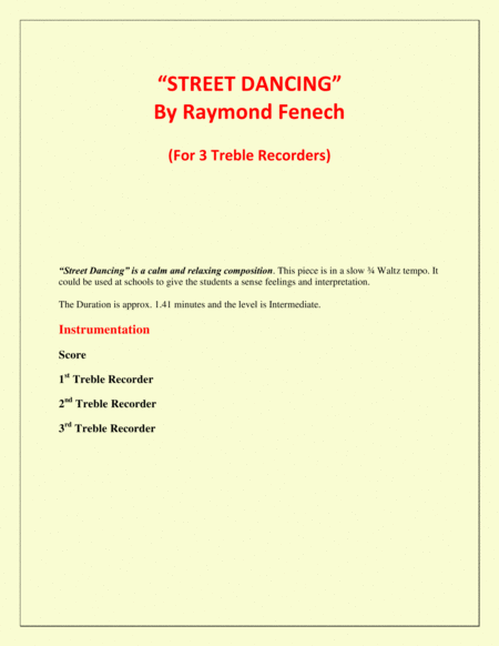 Street Dancing For 3 Treble Recorders Early Intermediate Intermediate Level Page 2