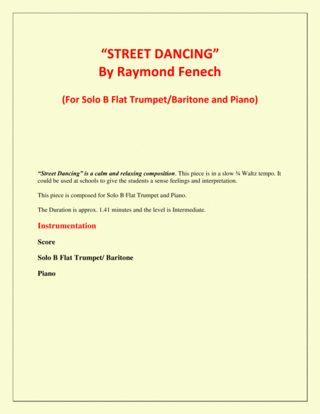 Street Dancing For Solo Trumpet Baritone And Piano Early Intermediate Intermediate Level Page 2