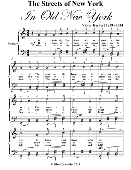 Streets Of New York Easy Piano Sheet Music Page 2