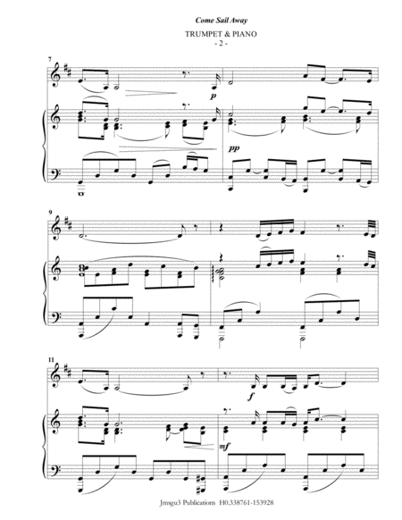 Styx Come Sail Away For Trumpet Piano Page 2