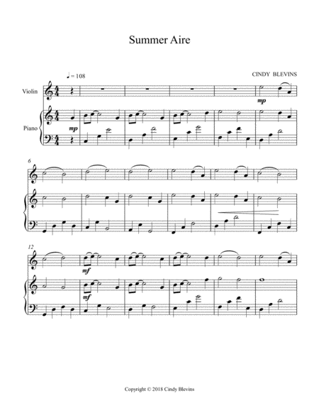 Summer Aire For Piano And Violin Page 2