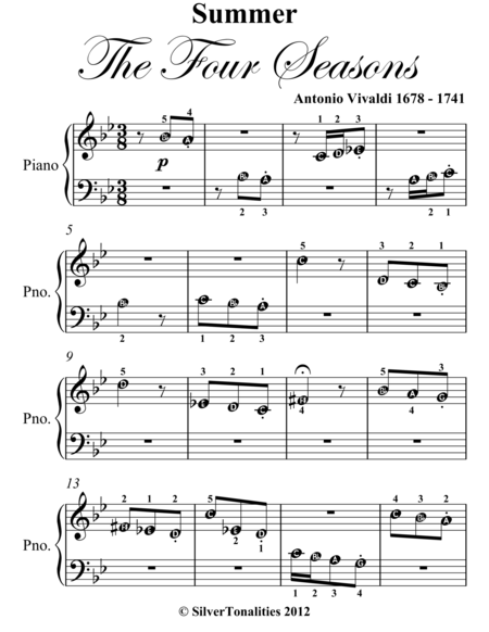 Summer Four Seasons First Movement Beginner Piano Sheet Music Page 2