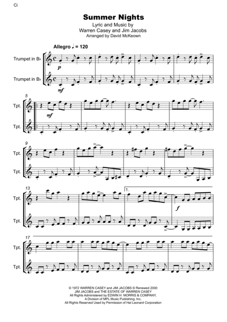 Summer Nights From Grease Trumpet Duet Page 2
