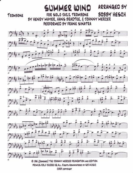 Summer Wind For Solo Jazz Trombone Page 2