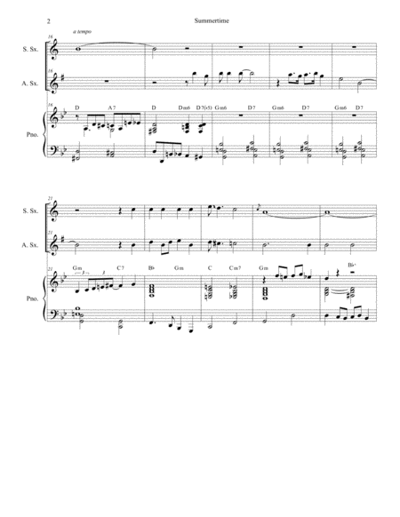 Summertime Duet For Soprano And Alto Saxophone Page 2