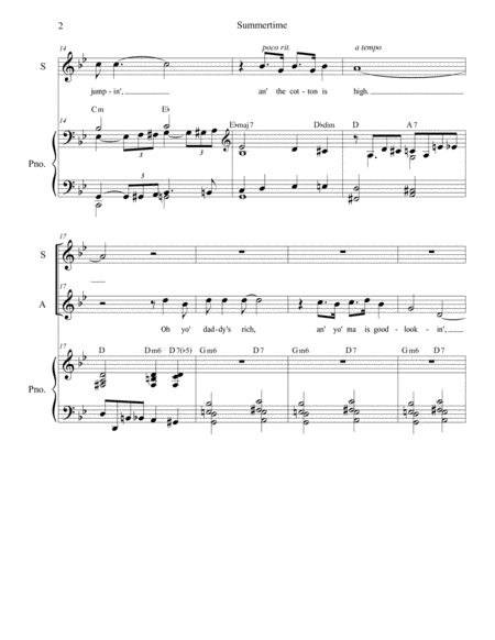 Summertime For 2 Part Choir Sa Page 2