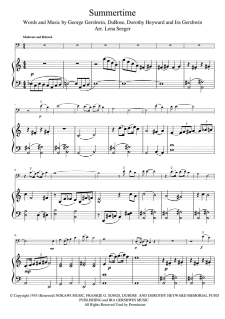 Summertime For Cello And Piano Page 2