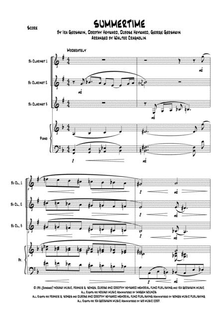 Summertime For Clarinets Trio Piano Page 2