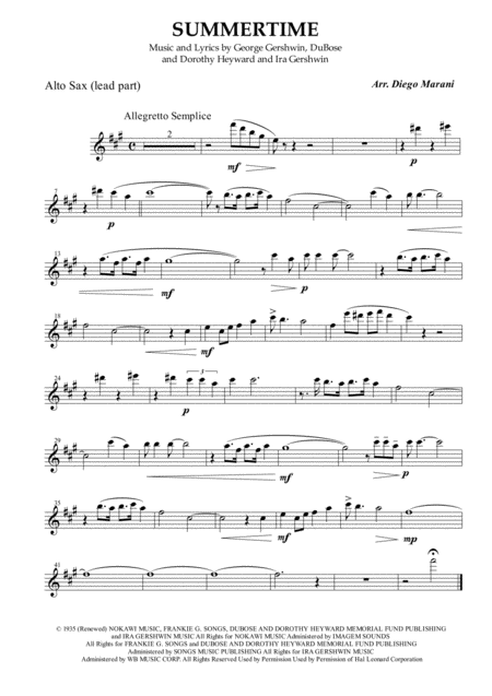 Summertime For Saxophone Quintet Page 2