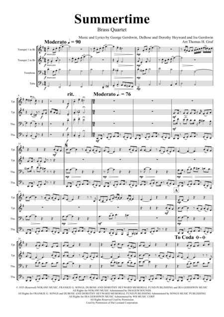 Summertime Gershwin 11 8 Brass Quartet Page 2