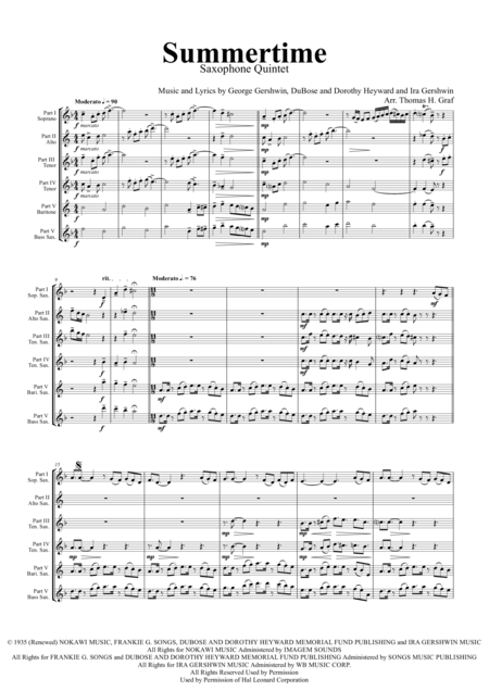 Summertime Gershwin 11 8 Saxophone Quintet Page 2