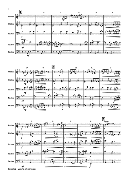 Summertime Gershwin Ballad Saxophone Quintet Page 2