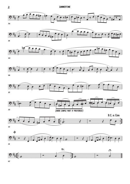 Summertime Trombone Piano Page 2
