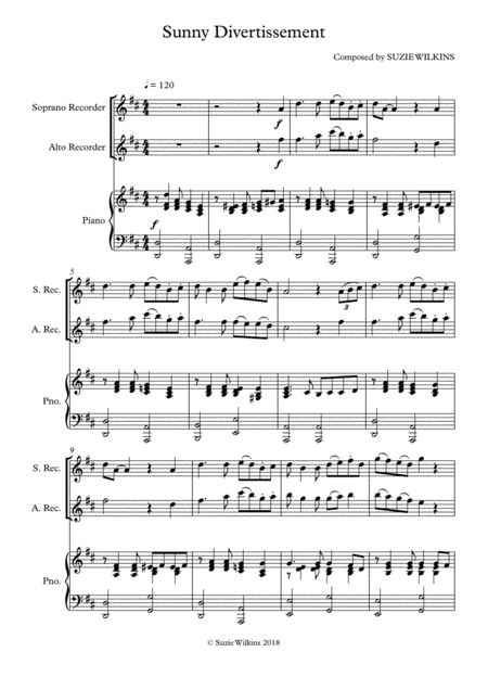 Sunny Divertissement For Sa Recorder Duet And Piano Page 2