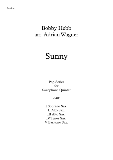 Sunny Saxophone Quintet Arr Adrian Wagner Page 2