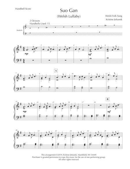 Suo Gan Welsh Lullaby 2 Octave Reproducible Page 2