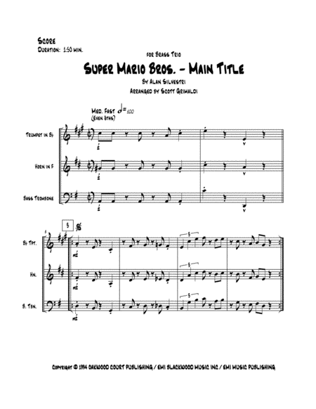 Super Mario Bros Main Title For Brass Trio Page 2