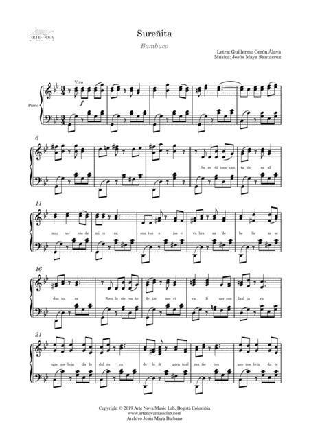 Sureita Bambuco For Piano Folk Latin Music Page 2