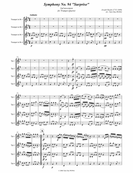 Surprise Symphony For Trumpet Quartet Page 2