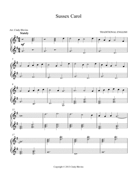 Sussex Carol Arranged For Double Strung Harp From My Book Winterscape For Double Strung Harp Page 2