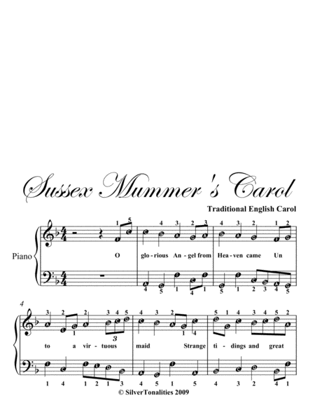Sussex Mummers Carol Easy Piano Sheet Music Page 2