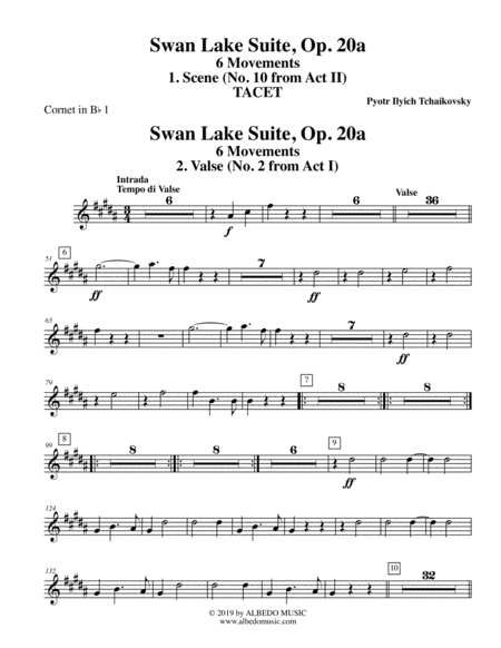 Swan Lake Suite 6 Movements Cornet In Bb 1 Transposed Part Page 2