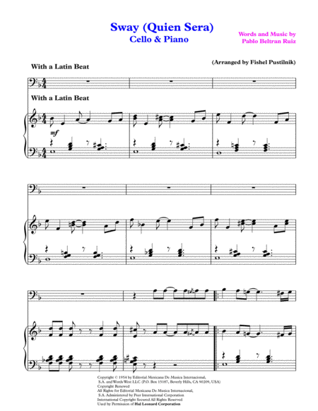 Sway Quien Sera For Cello Piano Page 2