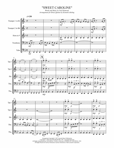 Sweet Caroline For Brass Quintet Page 2