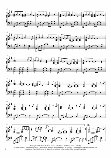 Sweet Child O Mine Guns N Roses Piano Solo Page 2