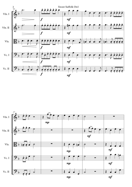 Sweet Suffolk Owl For String Quintet 2 Vln 1 Va 2 Vlc Page 2