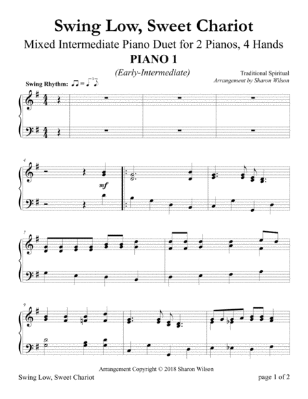 Swing Low Sweet Chariot Mixed Level 2 Pianos 4 Hands Duet Page 2