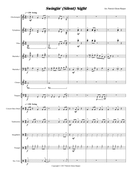 Swingin Silent Night For Percussion Ensemble Page 2