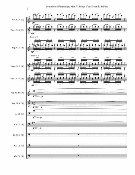 Symphonie Fantastique Mvt V Song Of A Witches Sabbath For Clarinet Choir Full Score Set Of Parts Page 2