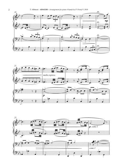 T Albinoni Adagio Piano 4 Hands Page 2