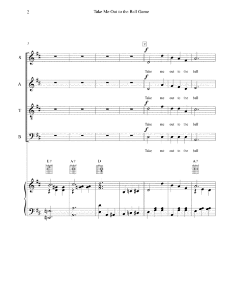 Take Me Out To The Ball Game For Satb Choir With Piano Optional Guitar Page 2