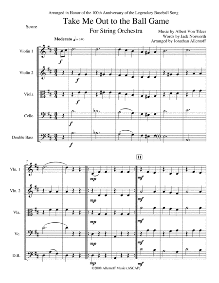 Take Me Out To The Ball Game For String Orchestra Page 2