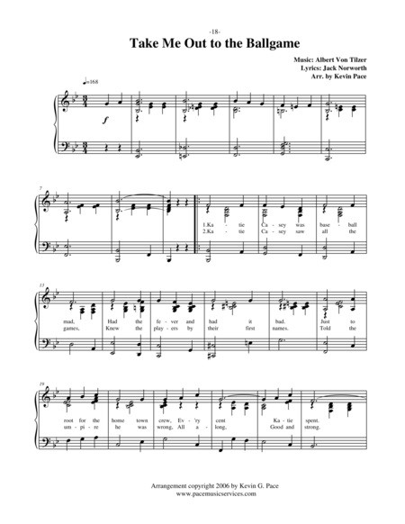Take Me Out To The Ballgame Piano Arrangement Page 2