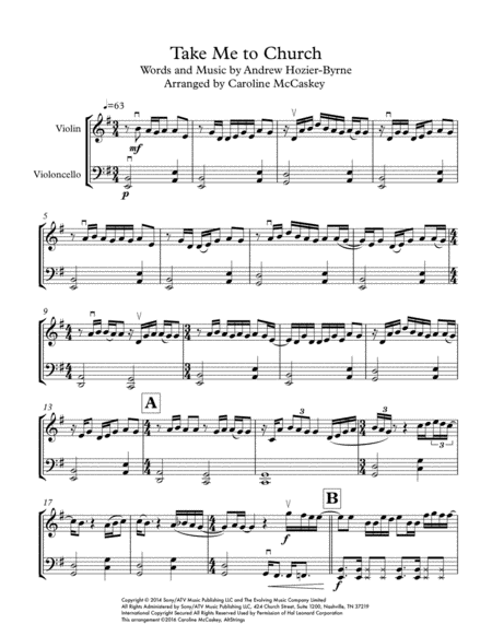 Take Me To Church Violin And Cello Duet Page 2