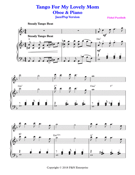 Tango For My Lovely Mom Piano Background For Oboe And Piano Jazz Pop Version Page 2