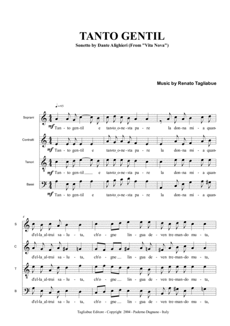 Tanto Gentil Sonetto By Dante Alighieri From Vita Nova For Satb Choir Page 2