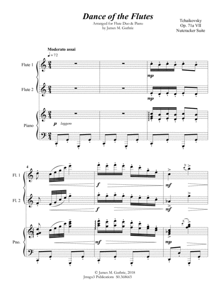 Tchaikovsky Dance Of The Flutes From Nutcracker Suite For Flute Duo Piano Page 2