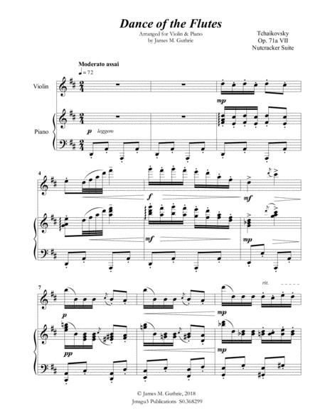 Tchaikovsky Dance Of The Flutes From Nutcracker Suite For Violin Piano Page 2