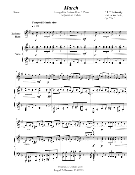 Tchaikovsky March From Nutcracker Suite For Baritone Horn Piano Page 2